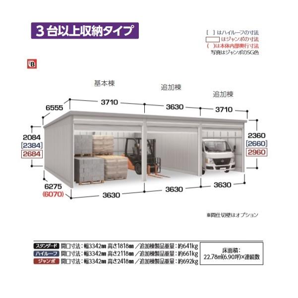 イナバガレージ 関東限定 GRN-3662HL 一般型 追加棟 ガレーディア ハイルーフ 基本棟と同時注文のみ