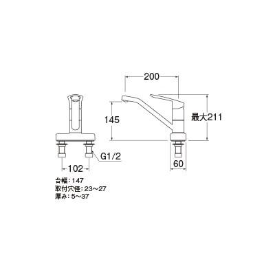 SANEI SANEI/三栄水栓 水栓金具 K77CEV-13 シングル台付混合栓