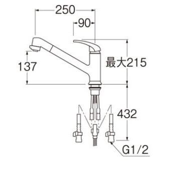 水栓金具 三栄水栓　K87101JK-13　シングルワンホールスプレー混合栓 寒冷地用_1