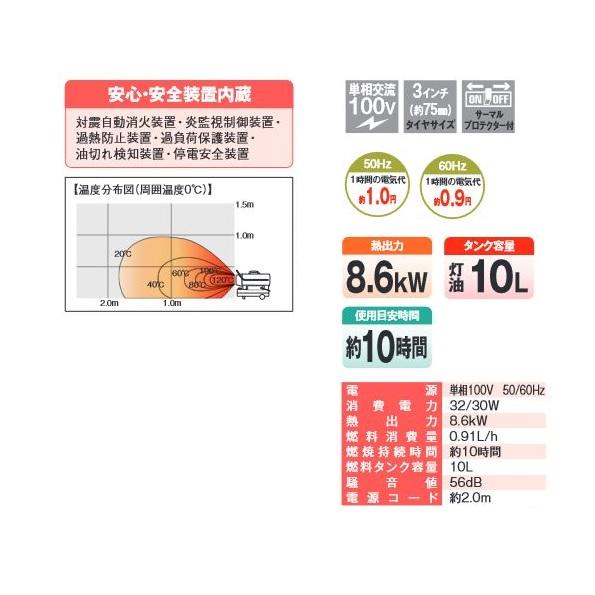 ナカトミ KH-30D スポットヒーター 単相100V 灯油ヒーター タンク容量10L [♪]｜coordiroom｜03