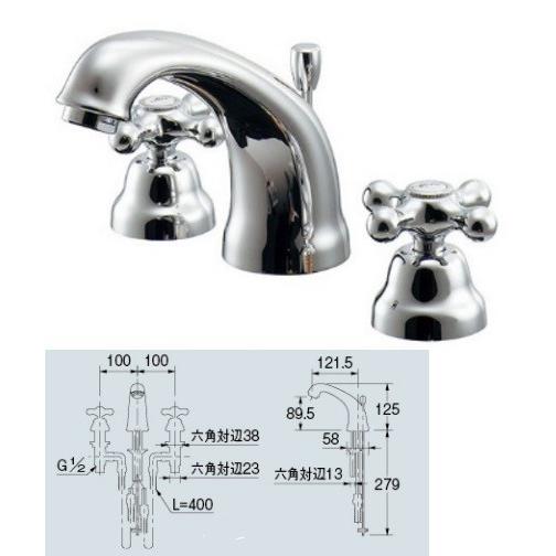 ３点セット カクダイ（KAKUDAI） 水栓金具 153-029 2ハンドル混合栓