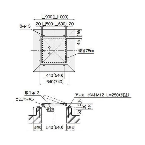 【売り切りお値下げ】 ナスタ　KS-RM5050S　屋上点検ハッチ ステンレス／先付タイプ サイズ：□500×□900 受注生産品 [♪▲§] 【1508726059】(52927円)