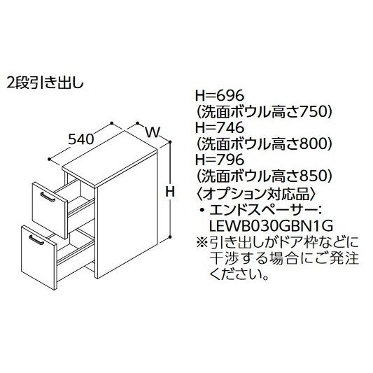 TOTO フロアキャビネット  サクア 2段引き出し 間口250 実寸法：260mm 洗面ボウル高さ750 受注生産品 [♪■§]