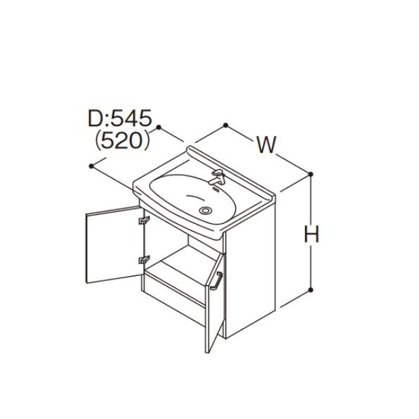 TOTO 洗面化粧台 LDSAS075AAGKG1A Aシリーズ 2枚扉 エコシングル混合水