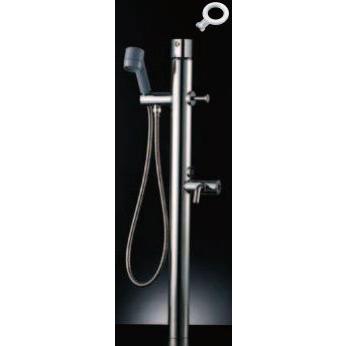 INAX/LIXIL LF-902SG シャワー付水栓柱(キー式ハンドル付) 単水栓柱 シルバー系 逆止弁付 865mm 一般地・寒冷地共用 丸型 水道柱 庭 屋外 おしゃれ
