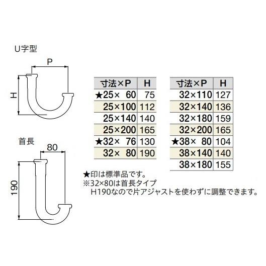 MIYAKO ミヤコ 洗面器用部品 【M6U 32×76】 S・Pトラップ用U管 U字型 