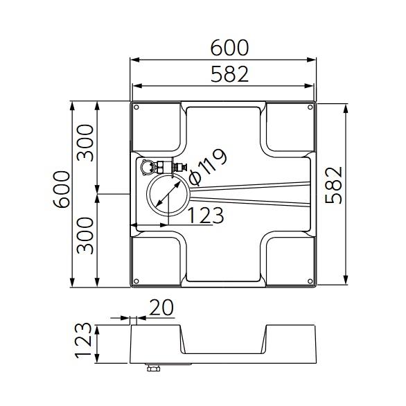 MIYAKO ミヤコ 【MBS6060 600X600】 600角洗濯機パン 水栓付 トラップ