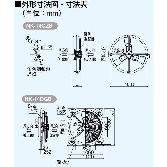 Panasonic（パナソニック） NK-14CZB 換気扇 畜産用 羽根径100cm 吊