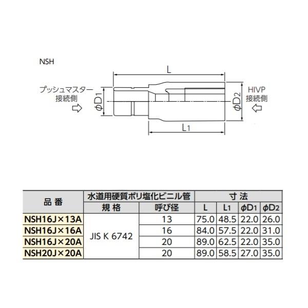 BRIDGESTONE（ブリヂストン） NSH16J×16A(発注単位：10個) 異種管変換