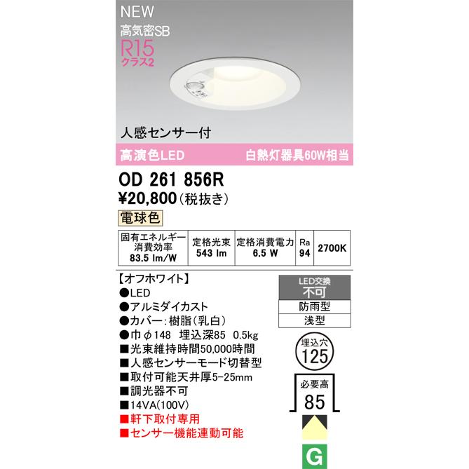 ODELIC（オーデリック） OD261856R エクステリア ダウンライト LED 人