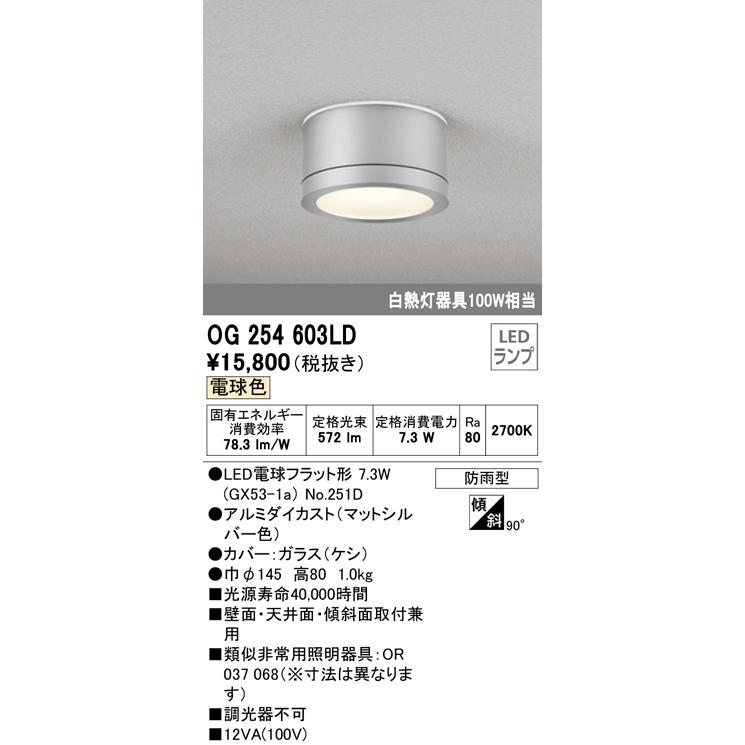オーデリック OG254603LD(ランプ別梱) エクステリアダウンライト LED電球フラット形 電球色 非調光 白熱灯100W相当  :OG254603LD:coordiroom ヤフー店 - 通販 - Yahoo!ショッピング