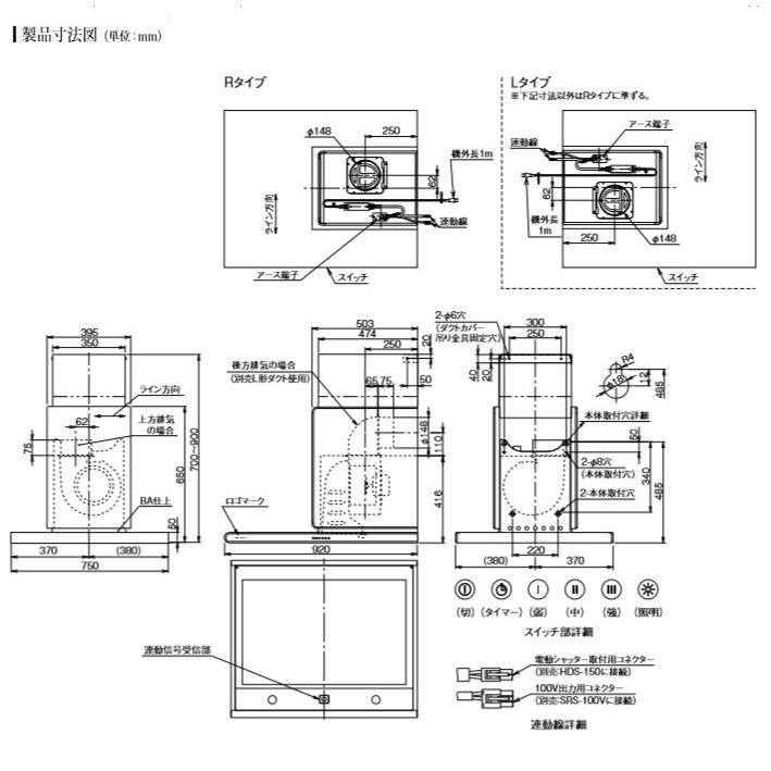 富士工業/FUJIOH 【SALTL-951R/L TW/TBK】 換気扇 レンジフード アリアフィーナ サイドアルタイル 横壁取付けタイプ ※受注生産品 [♪§]