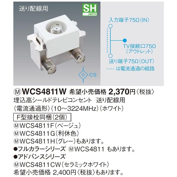 パナソニック Panasonic 埋込高シールドテレビコンセント送り配線用 WCS4881WK 「アドバンスシリーズ」 電流通過形 パナソニック テレビコンセント WTF4475W