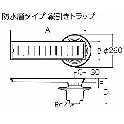 TOTO 浴室排水ユニット TOTO YTB750SBS ステンレス 防水層タイプ 縦