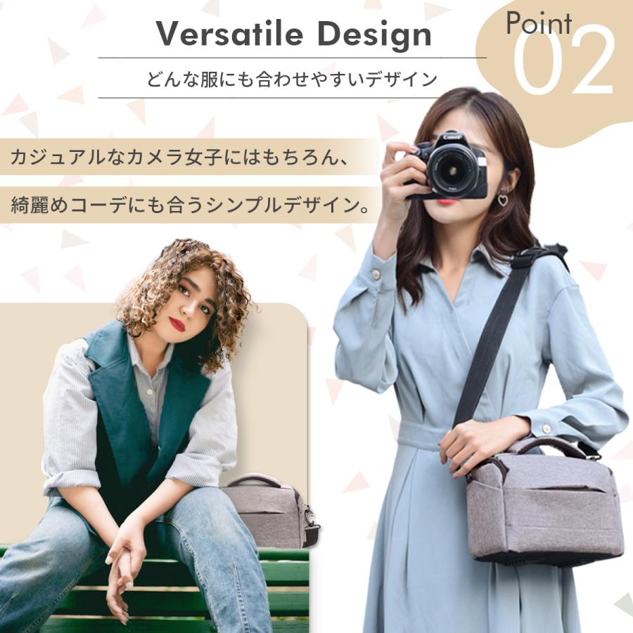 カメラバッグ ショルダー 大容量 おしゃれ かわいい 一眼レフ ミラーレス カメラバック カメラケース 女子 望遠レンズ 撥水 コンパクト 小型 軽い |  | 05