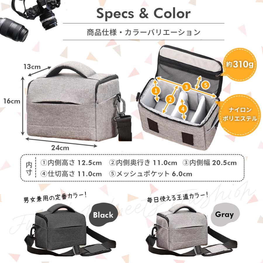 カメラバッグ ショルダー 大容量 おしゃれ かわいい 一眼レフ ミラーレス カメラバック カメラケース 女子 望遠レンズ 撥水 コンパクト 小型 軽い |  | 07