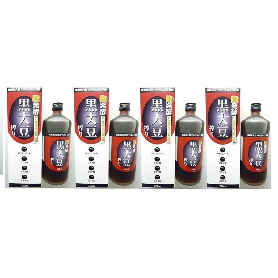 堤酒造　麹発酵　黒大豆搾り　720ml　4本セット　(２ケ月相当) 　国産黒豆100％　健康飲料 　無添加クエン酸　オーガニック 　ミネラル　サプリメント
