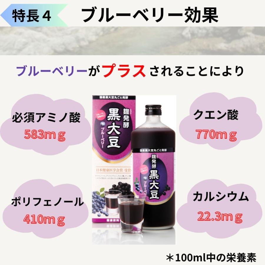 堤酒造 麹発酵黒大豆+ブルーベリー 720ml 3本セット (約1.5か月分) 無添加 クエン酸飲料  健康飲料 オーガニック ミネラル サプリメントの画像