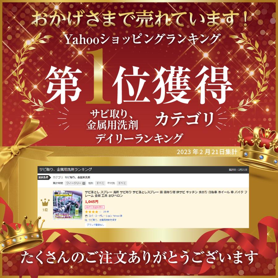 サビ落とし スプレー 洗剤 サビ取り サビ落としスプレー 錆 錆取り材 鉄サビ キッチン 水回り 自転車 ホイール 車 バイク フレーム 金属 工具 さびペロン | ブランド登録なし | 02