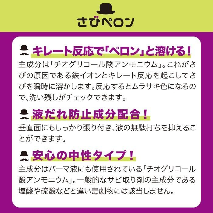 サビ落とし スプレー 洗剤 サビ取り サビ落としスプレー 錆 錆取り材 鉄サビ キッチン 水回り 自転車 ホイール 車 バイク フレーム 金属 工具 さびペロン | ブランド登録なし | 05