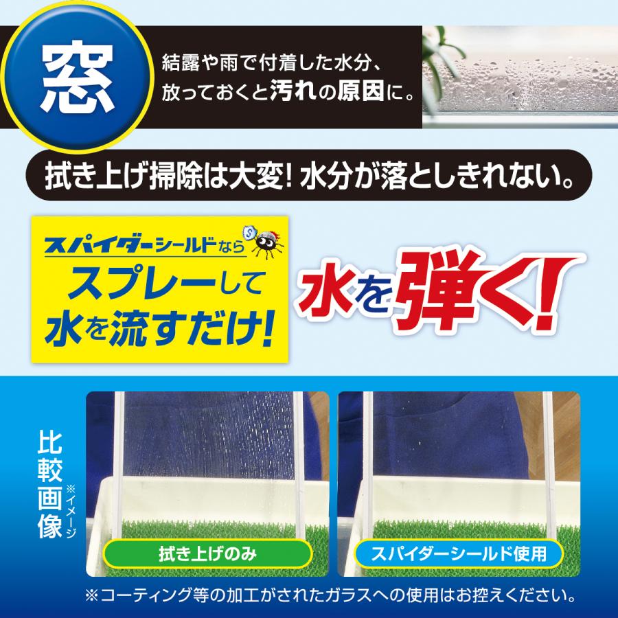 コーティング剤 洗剤  水回り キッチン シンク 洗面台 お風呂 浴室 トイレ 車 自転車 水垢 カビ 撥水 超撥水 防汚 ラク家事 日本製 スパイダーシールド 400ml | スパイダー（コパ・コーポレーション） | 09