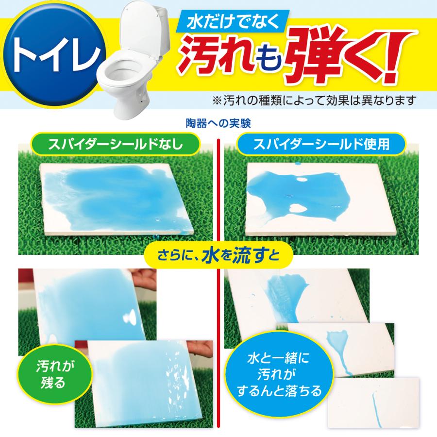 コーティング剤 洗剤  水回り キッチン シンク 洗面台 お風呂 浴室 トイレ 車 自転車 水垢 カビ 撥水 超撥水 防汚 ラク家事 日本製 スパイダーシールド 400ml | スパイダー（コパ・コーポレーション） | 10