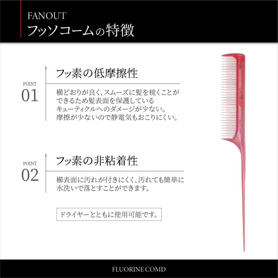 コーム 櫛 くし プロ 高級 静電気防止 中歯 荒歯 フッ素加工 日本製 低