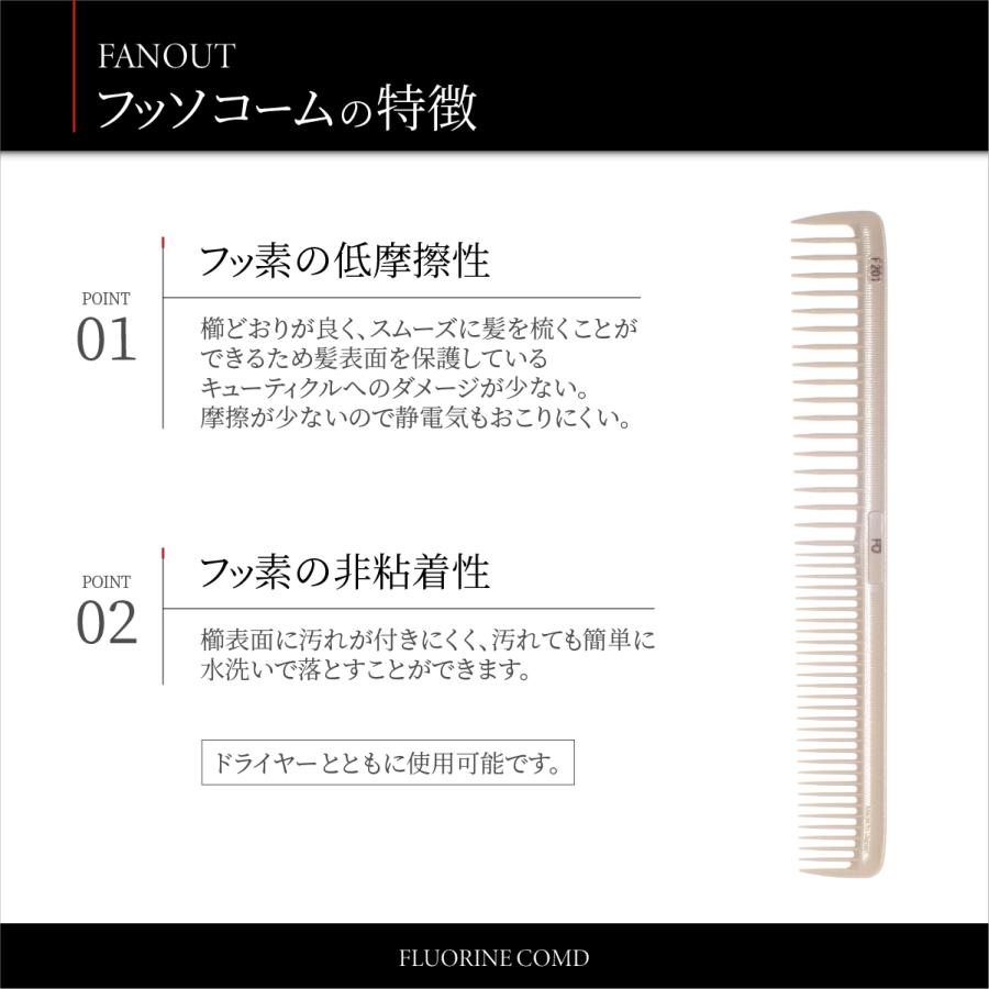 コーム 櫛 くし プロ 高級 静電気防止 荒歯 フッ素加工 日本製 低摩擦