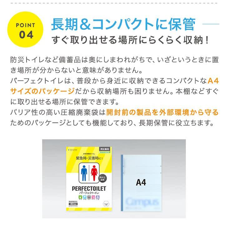 簡易トイレ 非常用トイレ 防災 災害 用品 グッズ 消臭 防臭 シート状 災害 備蓄 保存 大人 子供 こども 男性 女性 男女兼用 コンパクト パーフェクトイレ 10回分 |  | 05