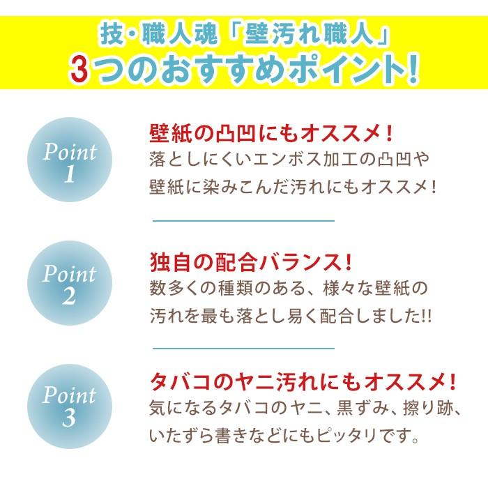 洗剤 壁用 業務用 強力 プロ クロス 壁紙 壁汚れ ヤニ取り ヤニ汚れ クリーナー タバコ ヤニ 落書き 黒ずみ 大掃除 ガイアの夜明け 技職人魂 壁汚れ職人 500ml｜copa｜02