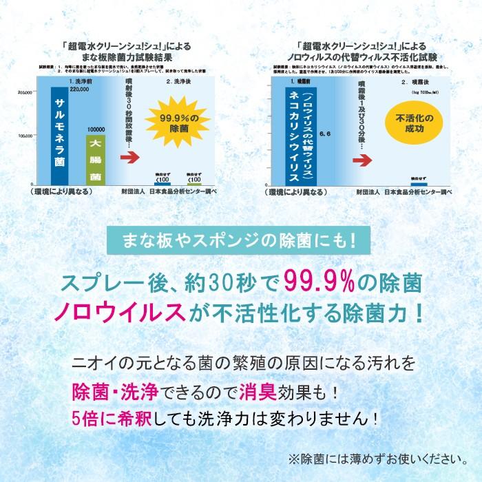 アルカリ電解水 電解水 マルチクリーナー スプレー 本体 除菌 消臭 洗剤 掃除 油汚れ キッチン 染み抜き 換気扇 超電水クリーンシュシュ スプレー 500ml｜copa｜03