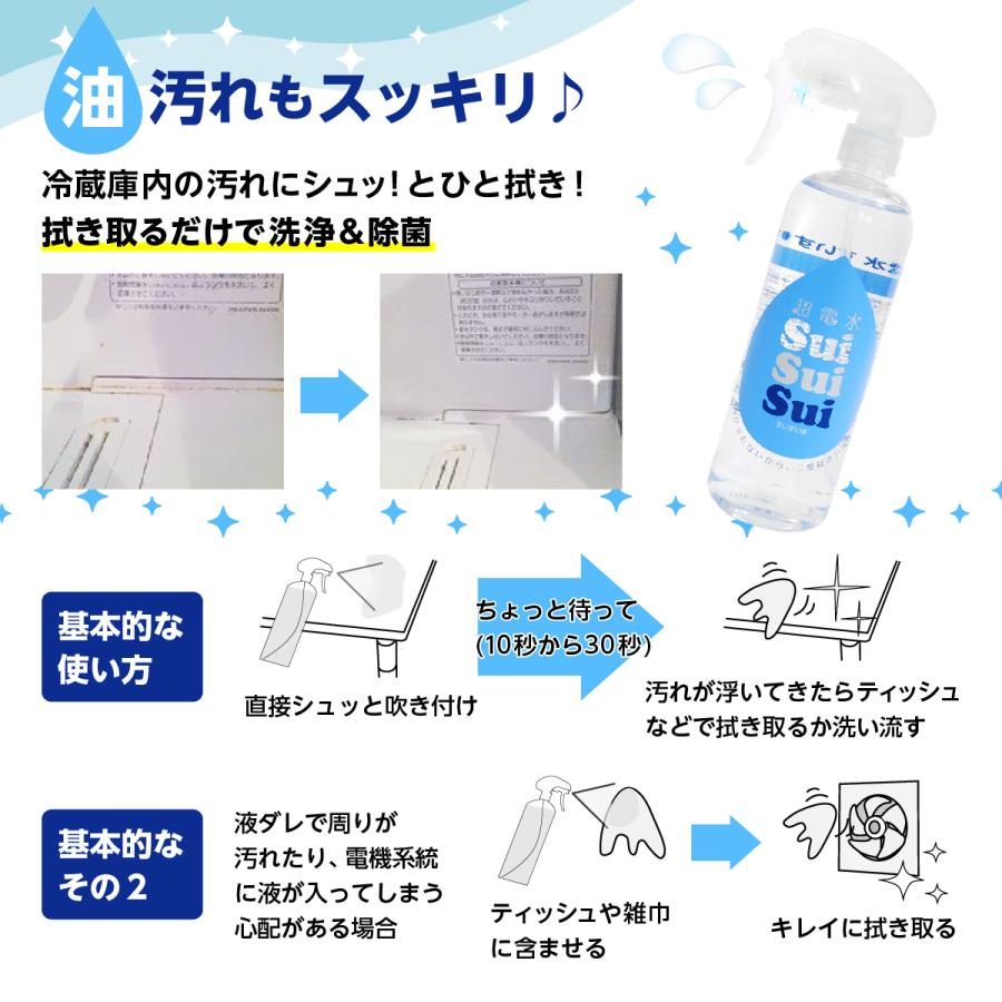 アルカリ電解水 電解水 マルチクリーナー スプレー 本体 除菌 消臭 洗剤 掃除 油汚れ キッチン 染み抜き 換気扇 超電水 すいすい水 suisuisui 400ml ボトル | ブランド登録なし | 03