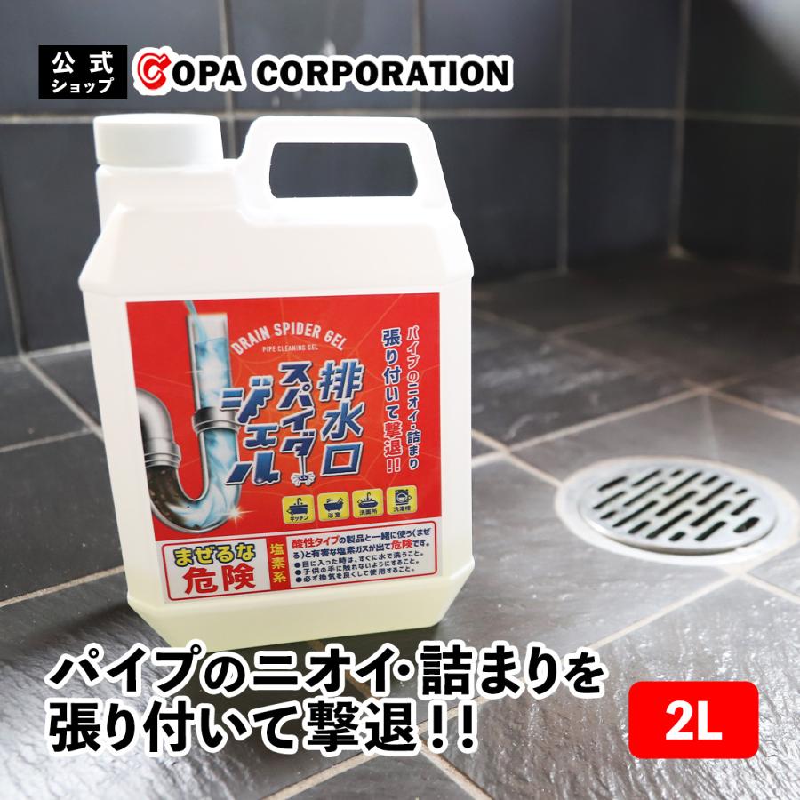 パイプクリーナー 強力 排水口 排水溝 排水溝クリーナー 排水管 掃除 キッチン 洗面台 パイプ洗浄剤 浴室 パイプ 洗面所 排水口スパイダージェル 2Lセット の商品画像