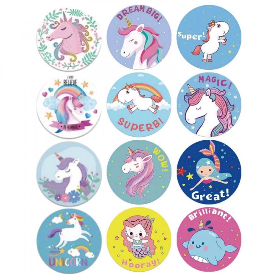 ごほうびシール 英語 1000枚 ユニコーン ご褒美シール かわいい シール 女の子 2 5cm ブルー系 2561 コペフラップ 通販 Yahoo ショッピング