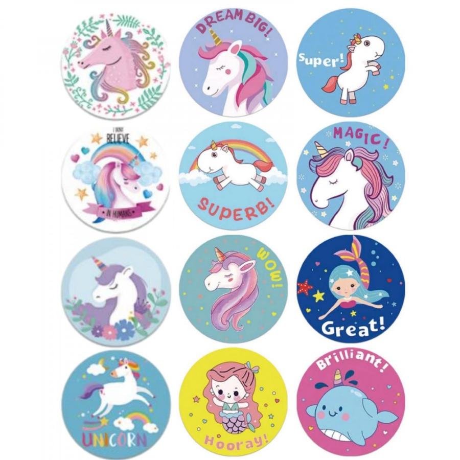 ごほうびシール 英語 1000枚 ユニコーン ご褒美シール かわいい シール 女の子 2 5cm ブルー系 2561 コペフラップ 通販 Yahoo ショッピング