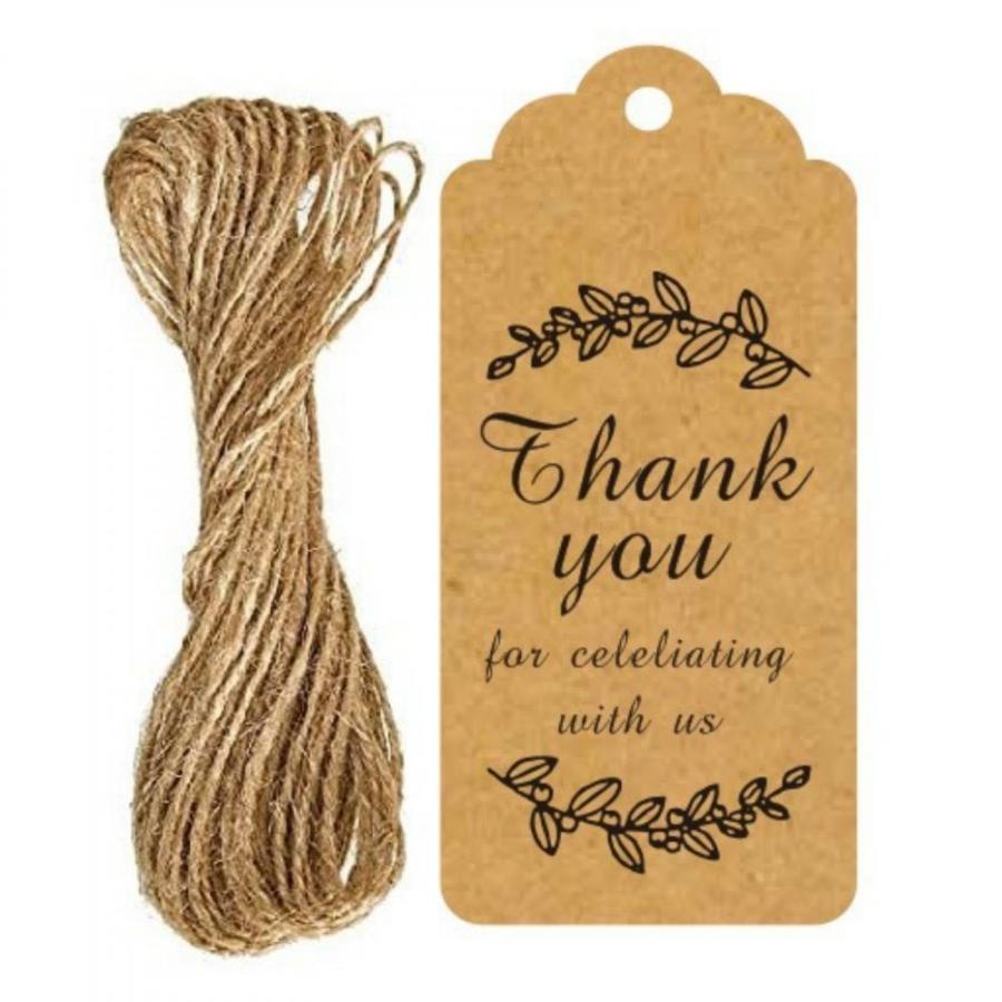 紙タグ クラフト タグ thank you 100枚 クラフトタグ ギフトタグ