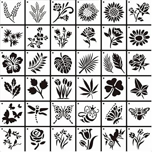 ステンシルシート 花 ステンシル 小さいサイズ 描画 テンプレート