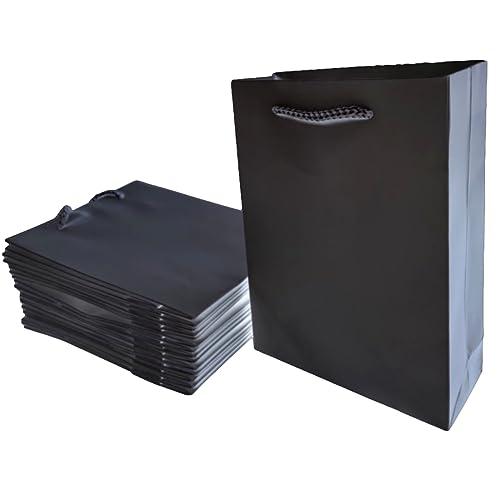 紙袋 Lサイズ 白 黒 ラッピング 無地 手提げ袋 ギフトバッグ マチあり 大 15枚セット の商品画像