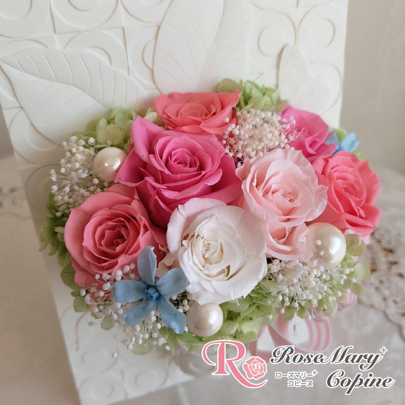 花　ギフト　プリザーブドフラワー　結婚祝い　還暦祝い　誕生日　記念日　お祝い　贈り物　プレゼント　ピンク　アレンジ　p-044_3