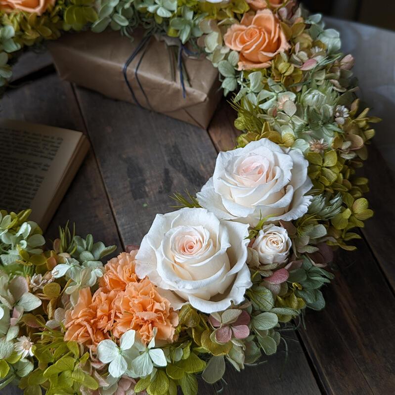 プリザーブドフラワー リース 玄関 おしゃれ 夏 プレゼント 誕生