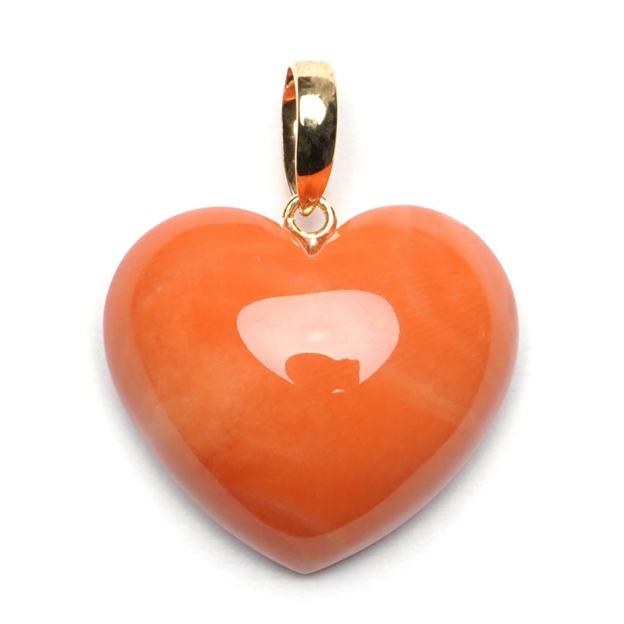 限定価格セール 日本産桃珊瑚 誕生石 三月 ハート K18 ペンダントトップ ネックレス ペンダント