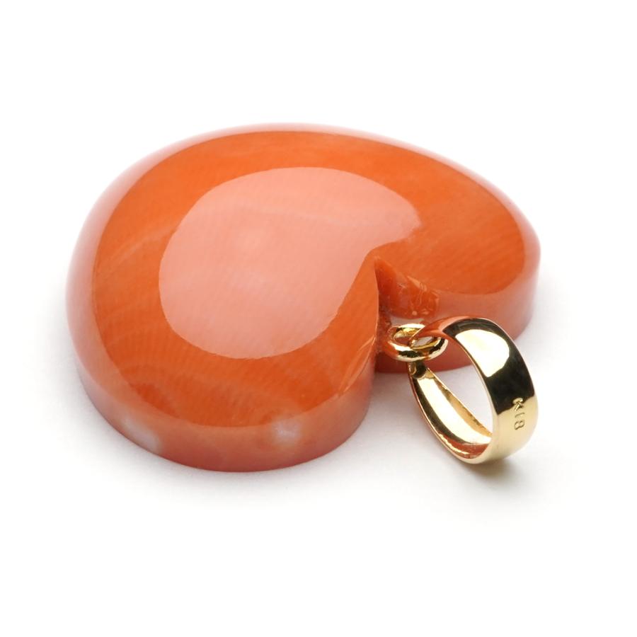 限定価格セール 日本産桃珊瑚 誕生石 三月 ハート K18 ペンダントトップ ネックレス ペンダント