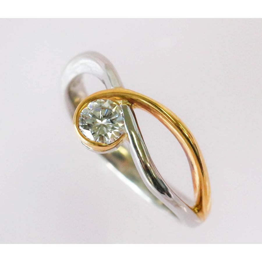 K18 Pt900 ダイヤモンド リング 0.30ct 12号 コンビカラー ゴールド