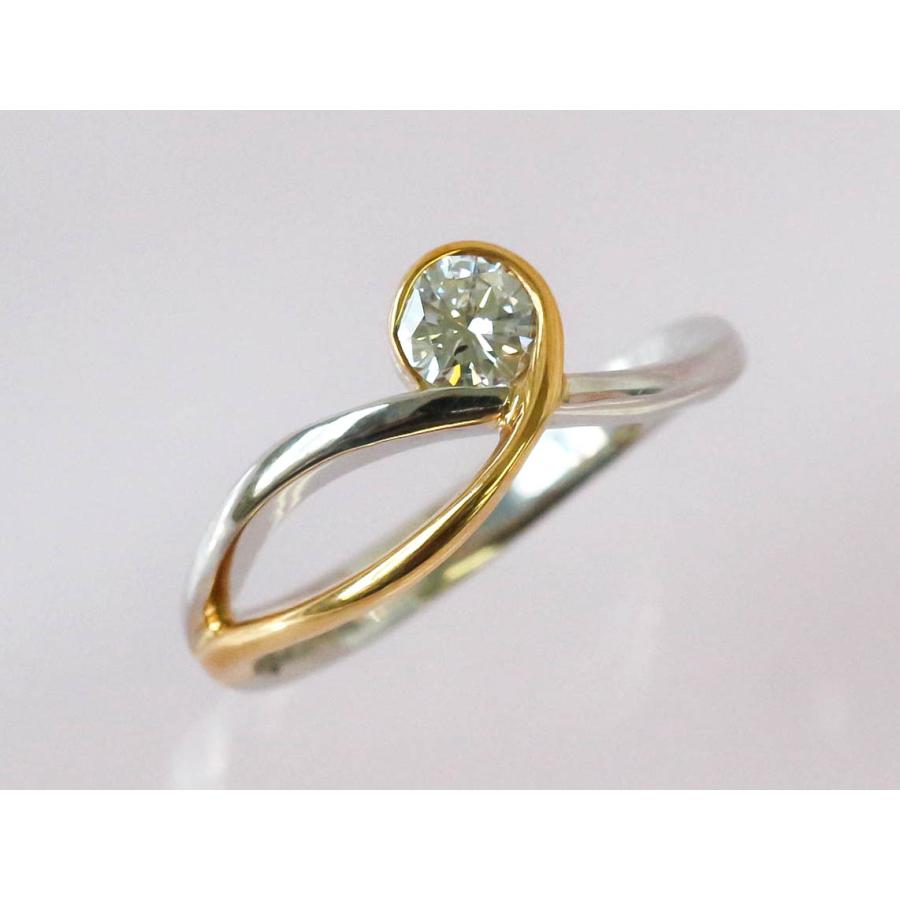 pt900 K18 ダイヤモンド 12号 指輪 コンビ 男女兼用 K18 Pt900 ダイヤモンド リング 0.30ct 12号 コンビカラー