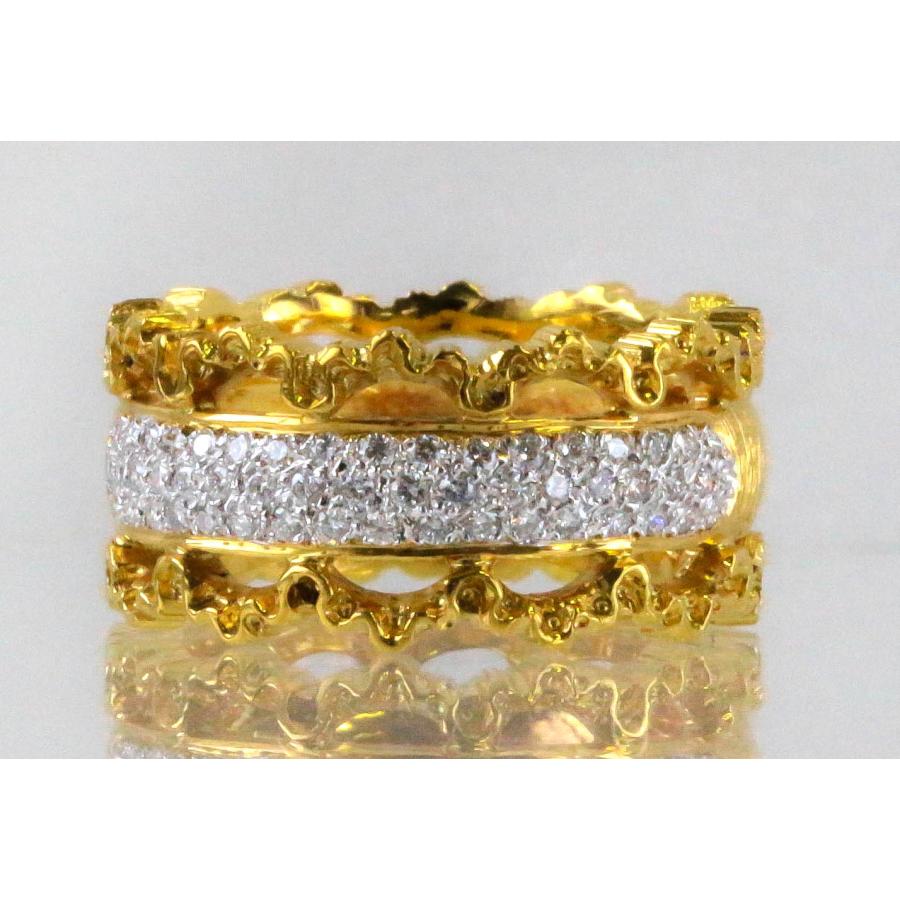 ダイヤモンド リング K18 イエローゴールド 0.32ct ホワイトゴールド 