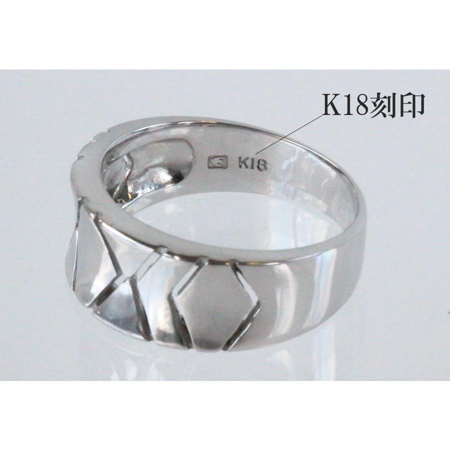 K18WG リング ホワイトゴールド 指輪 デザインリング １２号 ジオメトリーモチーフ レディース アクセサリー 宝石保証書付きの画像
