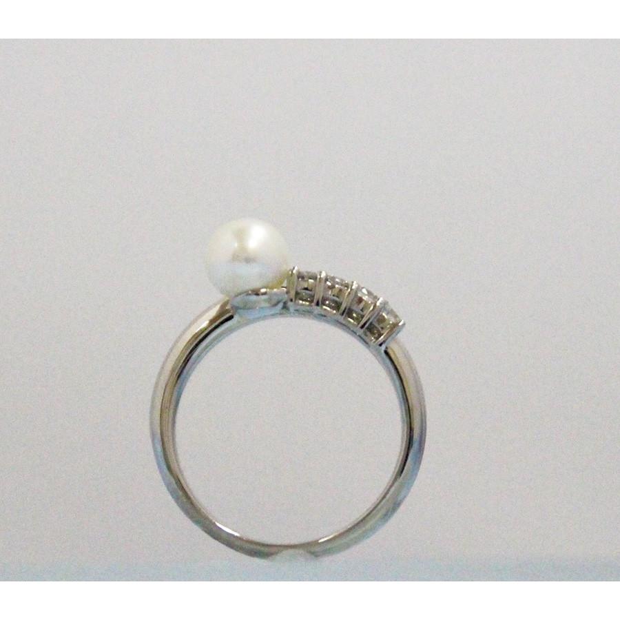 パール　ダイヤモンド　ピンキーリング　プラチナ　真珠　サイズ5号　Pt900　0.13ct　 記念日  プレゼント　送料無料の画像