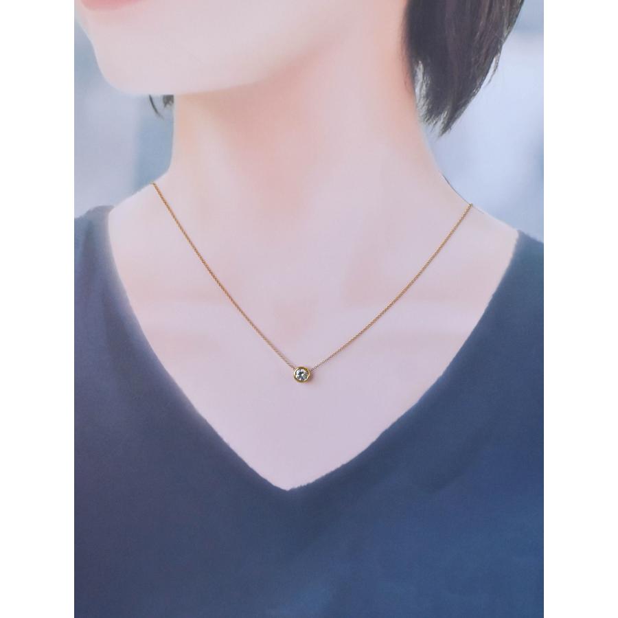 K18 ダイヤモンド ネックレス ゴールド 0.586ct あずきチェーン 一粒 