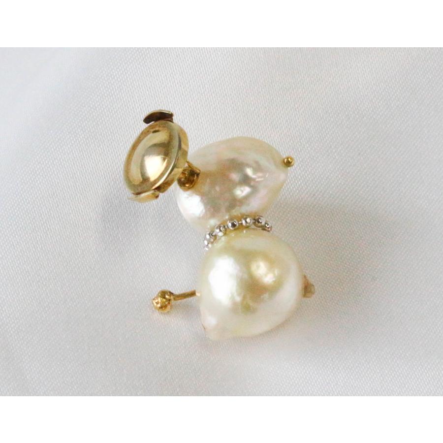 K18WGYG 南洋パール ピンブローチ ひつじ 南洋真珠 ゴールド 羊 シープ