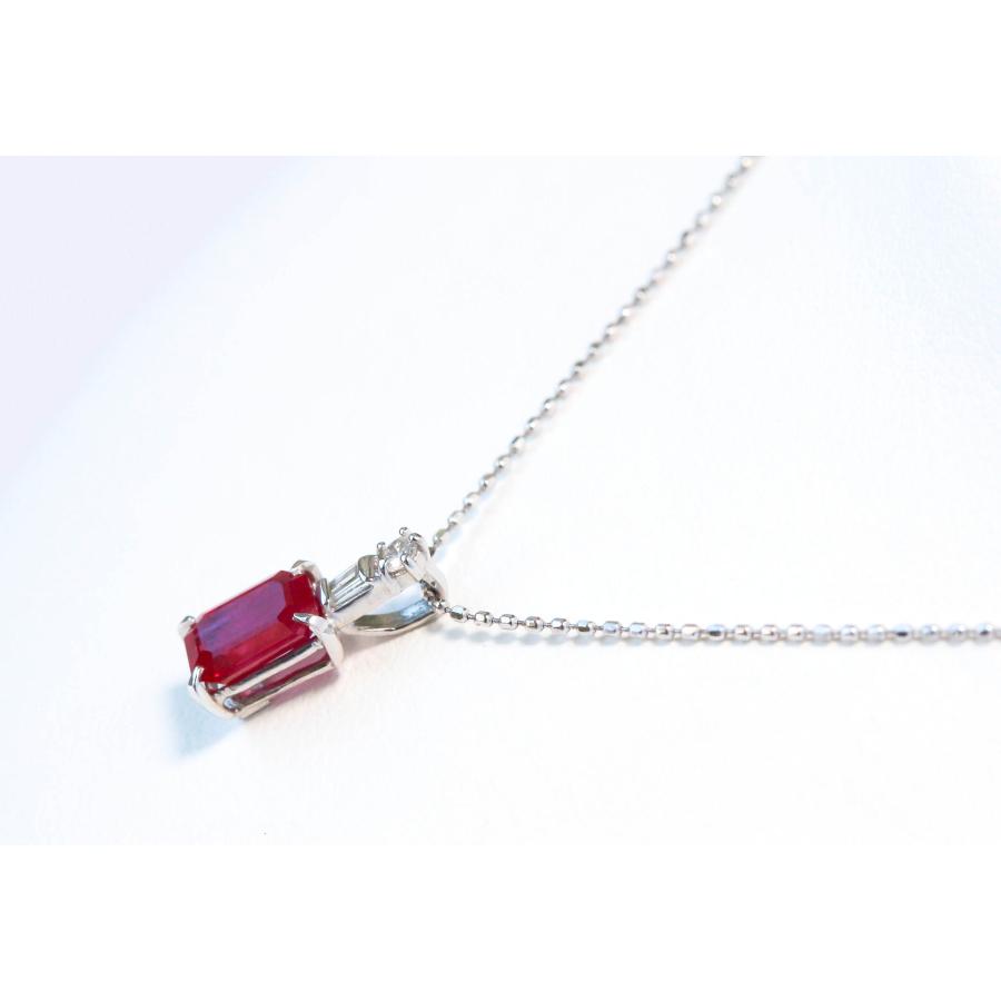18WG ルビー&ダイヤモンドネックレス ルビー ダイヤモンドネックレス R 0.29ct D 0.14ct 45cm K18PG
